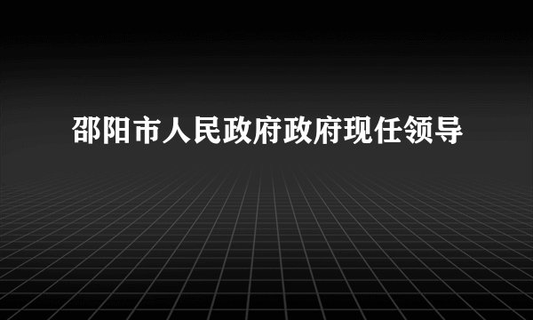 邵阳市人民政府政府现任领导
