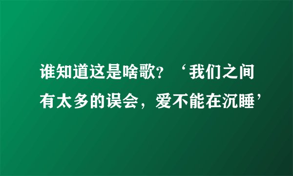 谁知道这是啥歌？‘我们之间有太多的误会，爱不能在沉睡’