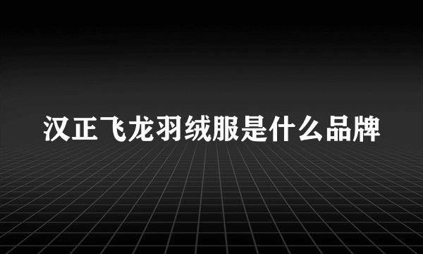 汉正飞龙羽绒服是什么品牌