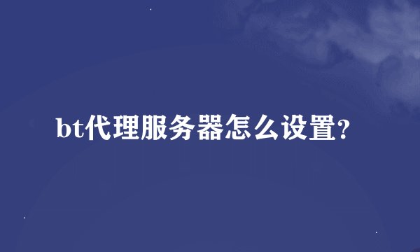 bt代理服务器怎么设置？