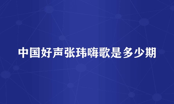 中国好声张玮嗨歌是多少期
