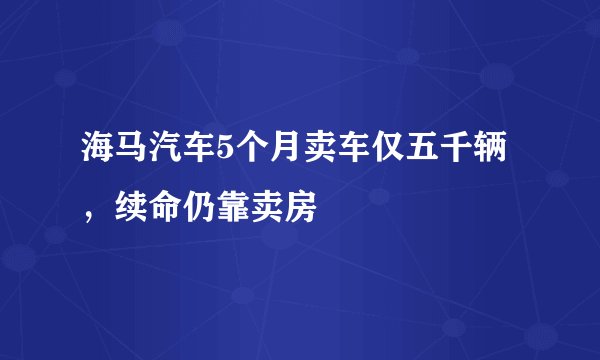 海马汽车5个月卖车仅五千辆，续命仍靠卖房
