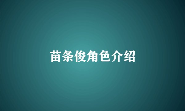 苗条俊角色介绍