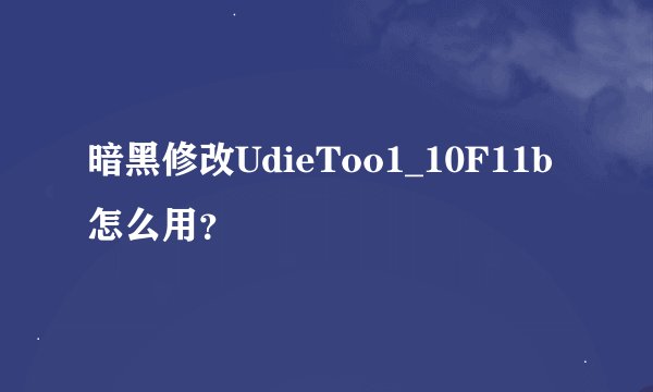 暗黑修改UdieToo1_10F11b怎么用？