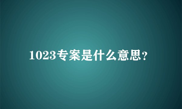 1023专案是什么意思？