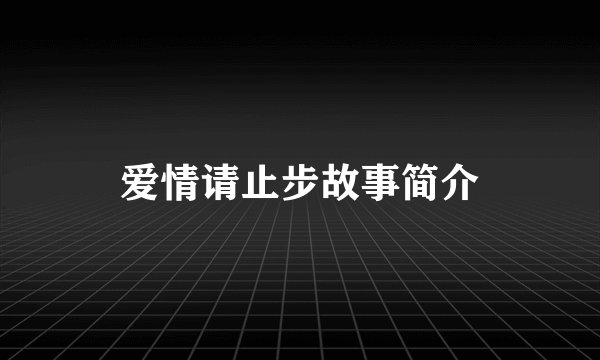 爱情请止步故事简介