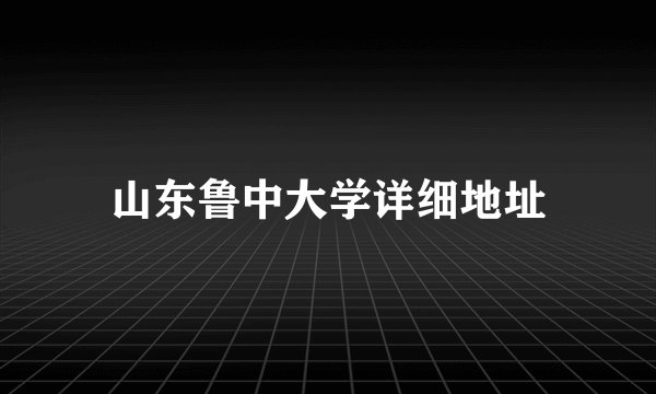 山东鲁中大学详细地址