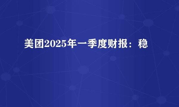 美团2025年一季度财报：稳