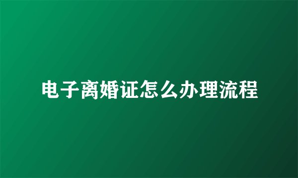 电子离婚证怎么办理流程