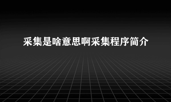 采集是啥意思啊采集程序简介