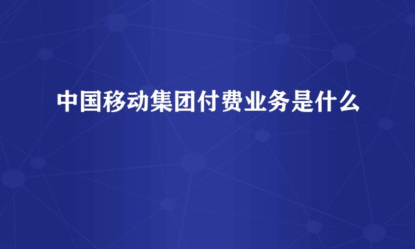 中国移动集团付费业务是什么
