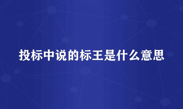 投标中说的标王是什么意思
