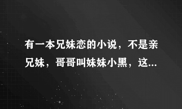 有一本兄妹恋的小说，不是亲兄妹，哥哥叫妹妹小黑，这本小说叫什么名字？哥哥好像是个警察