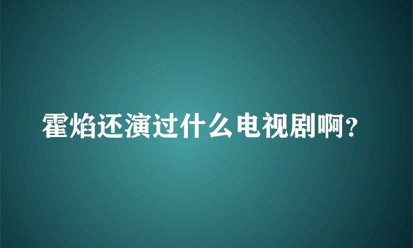 霍焰还演过什么电视剧啊?
