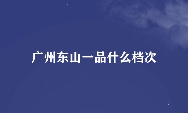 广州东山一品什么档次