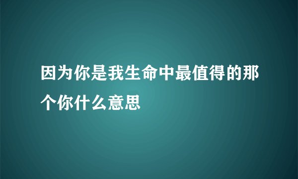 因为你是我生命中最值得的那个你什么意思