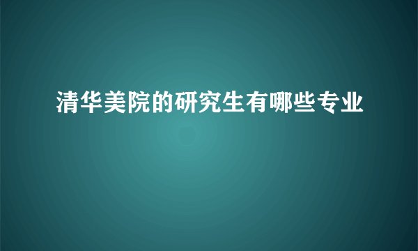 清华美院的研究生有哪些专业