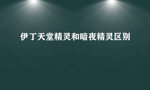 伊丁天堂精灵和暗夜精灵区别
