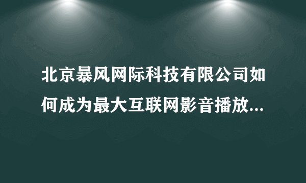 北京暴风网际科技有限公司如何成为最大互联网影音播放提供商？