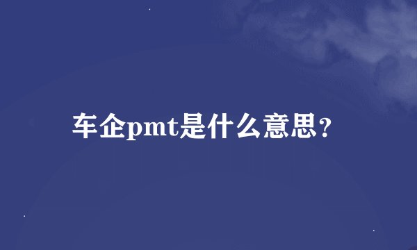 车企pmt是什么意思？