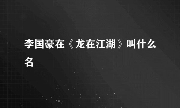 李国豪在《龙在江湖》叫什么名