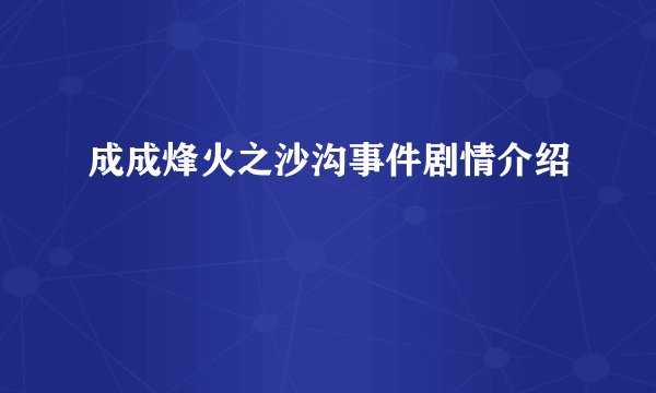 成成烽火之沙沟事件剧情介绍