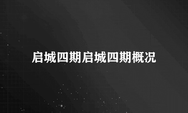 启城四期启城四期概况