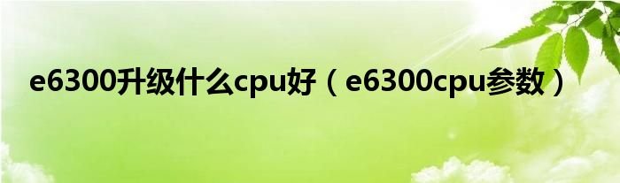 e6300升级什么cpu好e6300cpu参数
