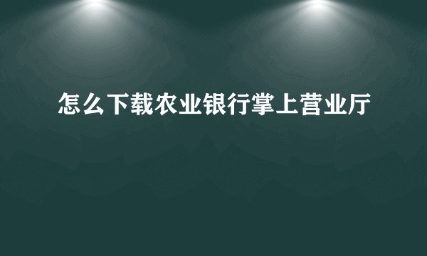 怎么下载农业银行掌上营业厅
