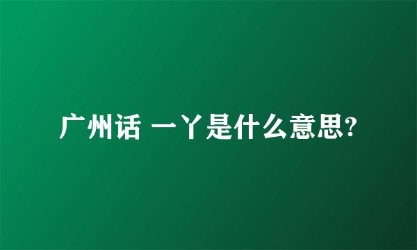广州话 一丫是什么意思?