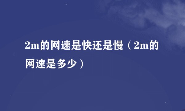 2m的网速是快还是慢（2m的网速是多少）