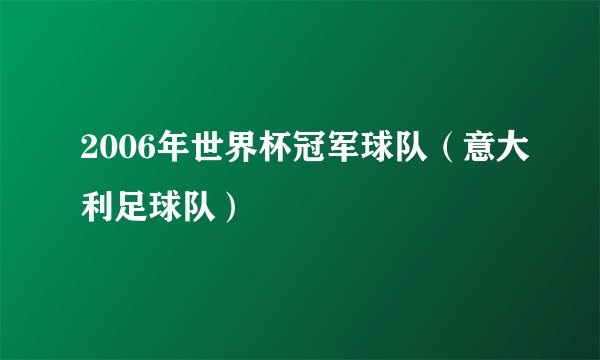 2006年世界杯冠军球队（意大利足球队）