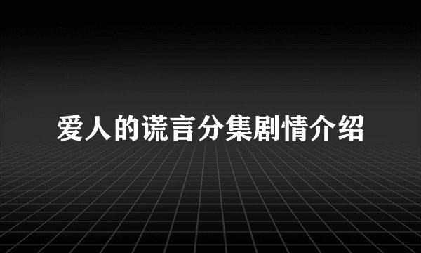 爱人的谎言分集剧情介绍
