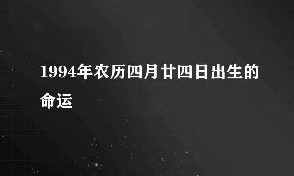 1994年农历四月廿四日出生的命运