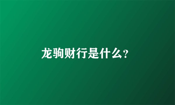 龙驹财行是什么？