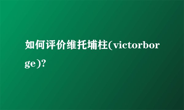 如何评价维托埔柱(victorborge)?