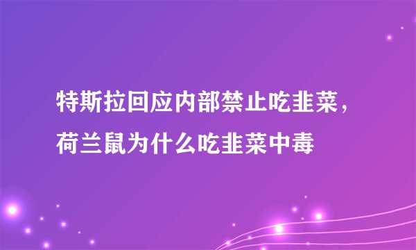 特斯拉回应内部禁止吃韭菜，荷兰鼠为什么吃韭菜中毒