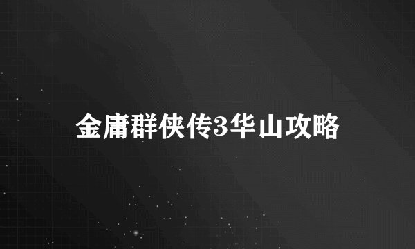 金庸群侠传3华山攻略