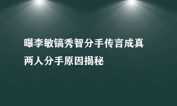 曝李敏镐秀智分手传言成真 两人分手原因揭秘