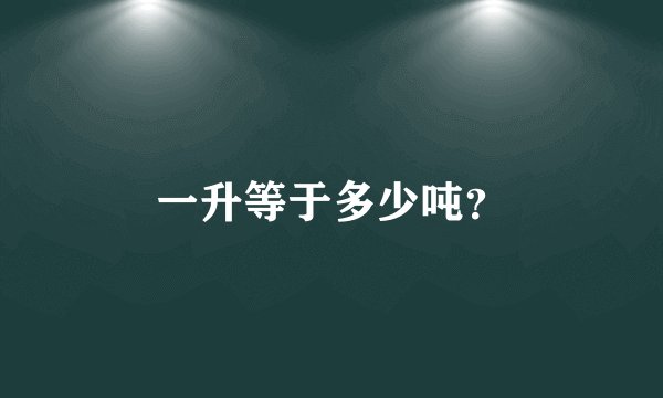 一升等于多少吨？
