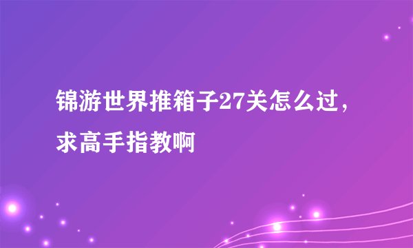 锦游世界推箱子27关怎么过，求高手指教啊