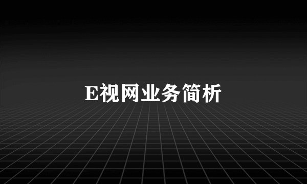 E视网业务简析