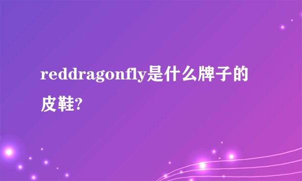 reddragonfly是什么牌子的皮鞋?