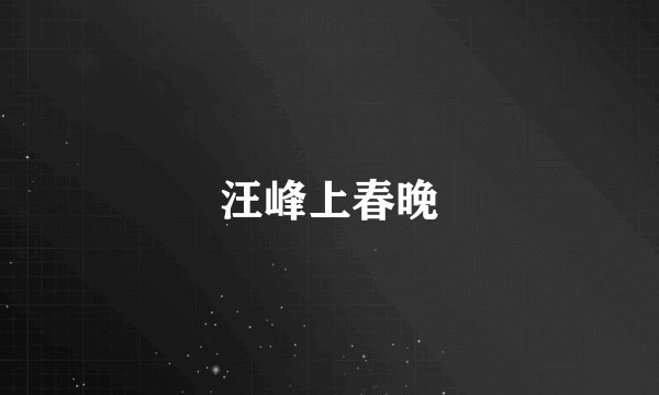 汪峰上春晚