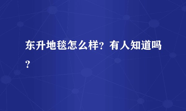 东升地毯怎么样？有人知道吗？