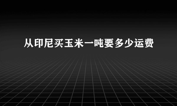 从印尼买玉米一吨要多少运费