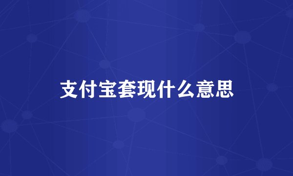 支付宝套现什么意思