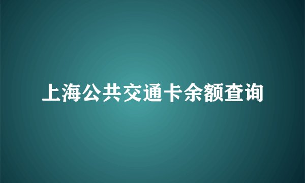 上海公共交通卡余额查询