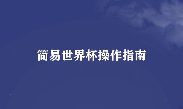 简易世界杯操作指南