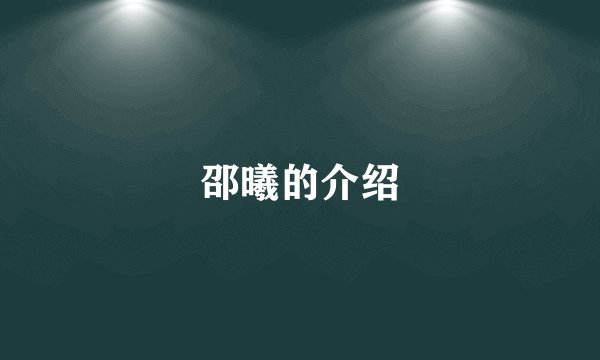 邵曦的介绍